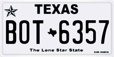 TX license plate BOT6357