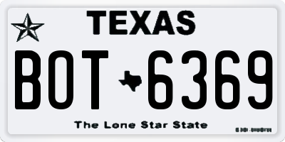 TX license plate BOT6369