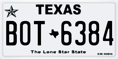 TX license plate BOT6384