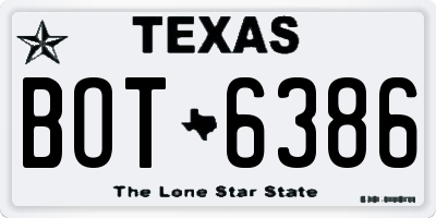 TX license plate BOT6386