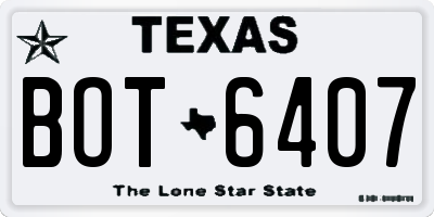 TX license plate BOT6407