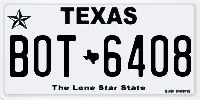 TX license plate BOT6408