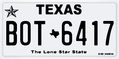 TX license plate BOT6417