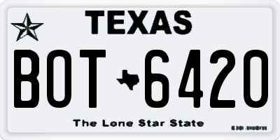 TX license plate BOT6420
