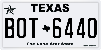 TX license plate BOT6440