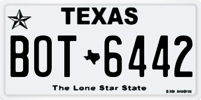 TX license plate BOT6442