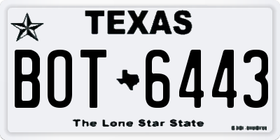 TX license plate BOT6443