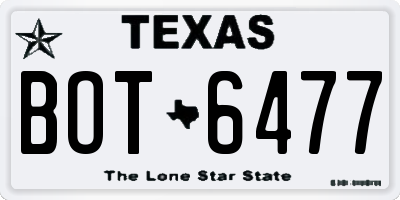 TX license plate BOT6477