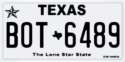 TX license plate BOT6489