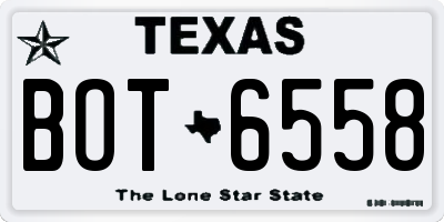 TX license plate BOT6558