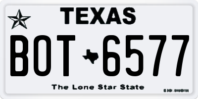 TX license plate BOT6577