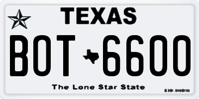 TX license plate BOT6600
