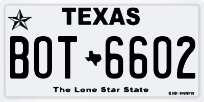 TX license plate BOT6602