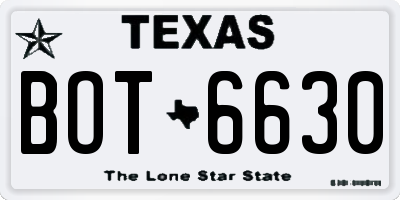 TX license plate BOT6630