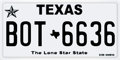 TX license plate BOT6636