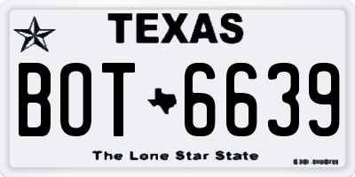 TX license plate BOT6639