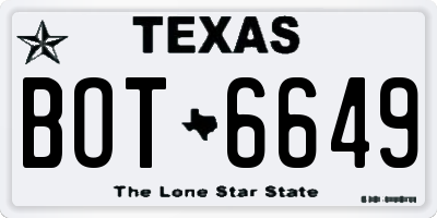TX license plate BOT6649