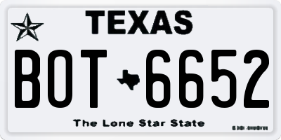 TX license plate BOT6652