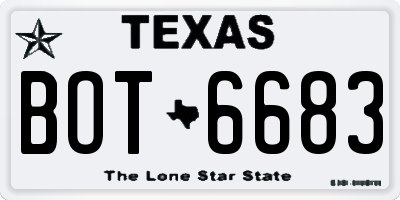 TX license plate BOT6683
