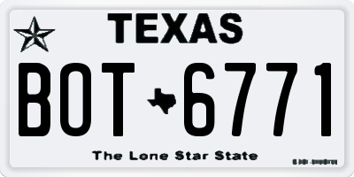 TX license plate BOT6771
