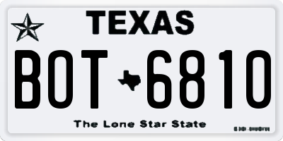 TX license plate BOT6810