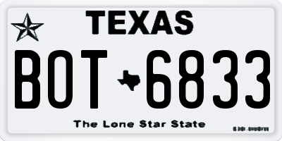 TX license plate BOT6833