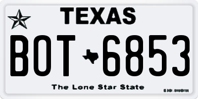 TX license plate BOT6853