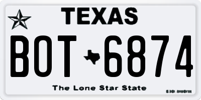 TX license plate BOT6874