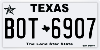 TX license plate BOT6907