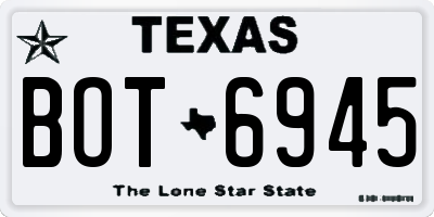 TX license plate BOT6945