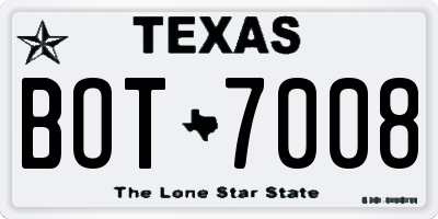 TX license plate BOT7008