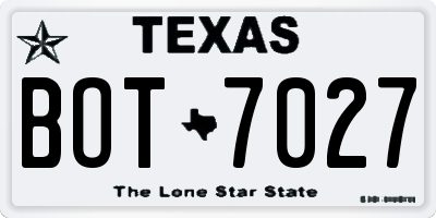 TX license plate BOT7027