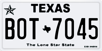 TX license plate BOT7045