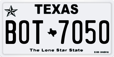 TX license plate BOT7050