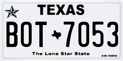 TX license plate BOT7053