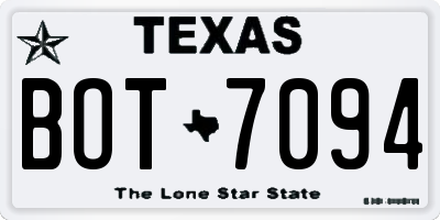 TX license plate BOT7094