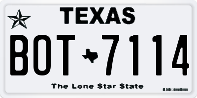 TX license plate BOT7114