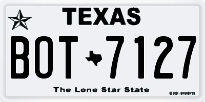 TX license plate BOT7127