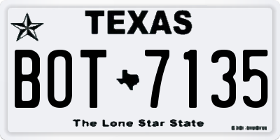TX license plate BOT7135