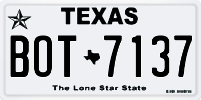 TX license plate BOT7137