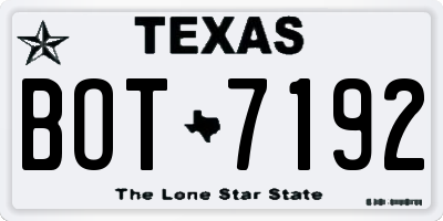 TX license plate BOT7192