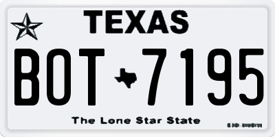 TX license plate BOT7195