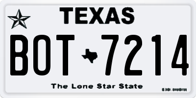 TX license plate BOT7214