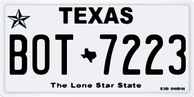 TX license plate BOT7223
