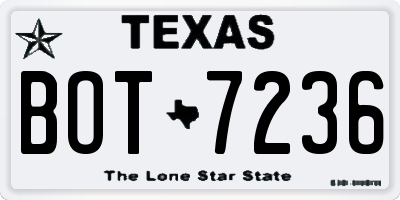 TX license plate BOT7236
