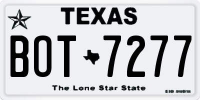 TX license plate BOT7277