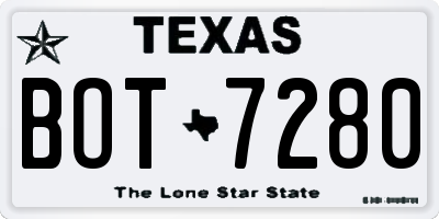 TX license plate BOT7280