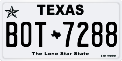 TX license plate BOT7288