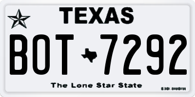 TX license plate BOT7292