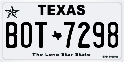 TX license plate BOT7298